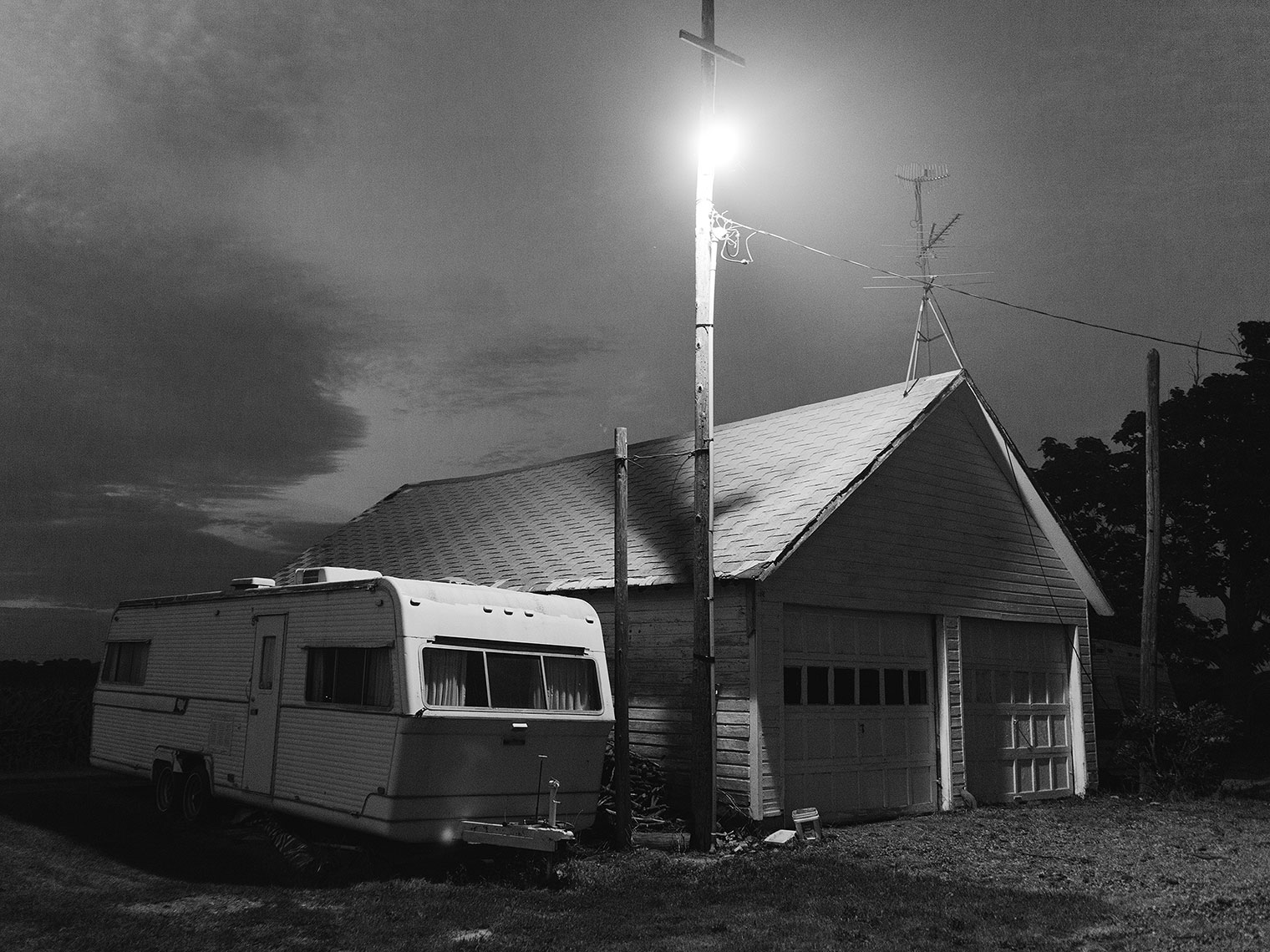 Garage in black and white