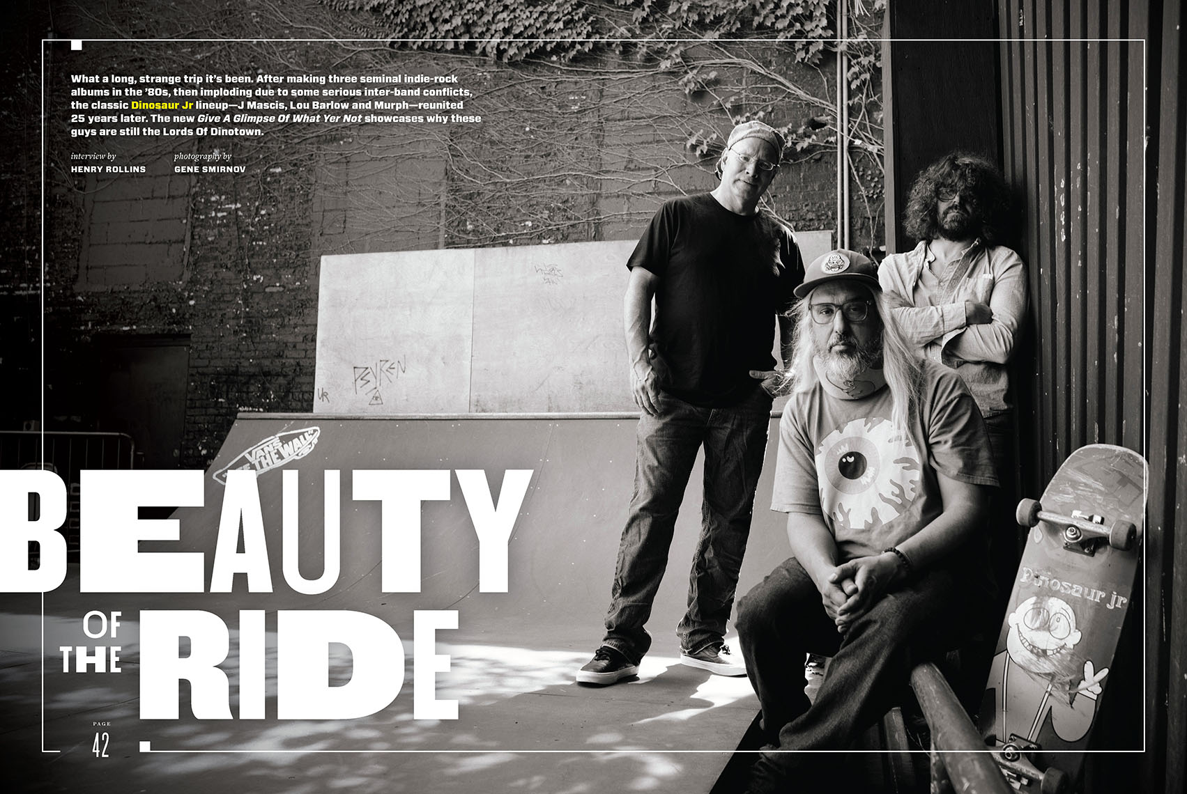 Magnet Magazine feature with Dinosaur Jr. at Vans skate park in Brooklyn