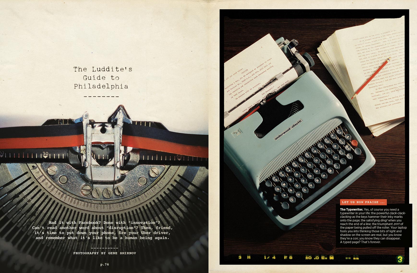 Luddites, typewriters for Philadelphia Magazine