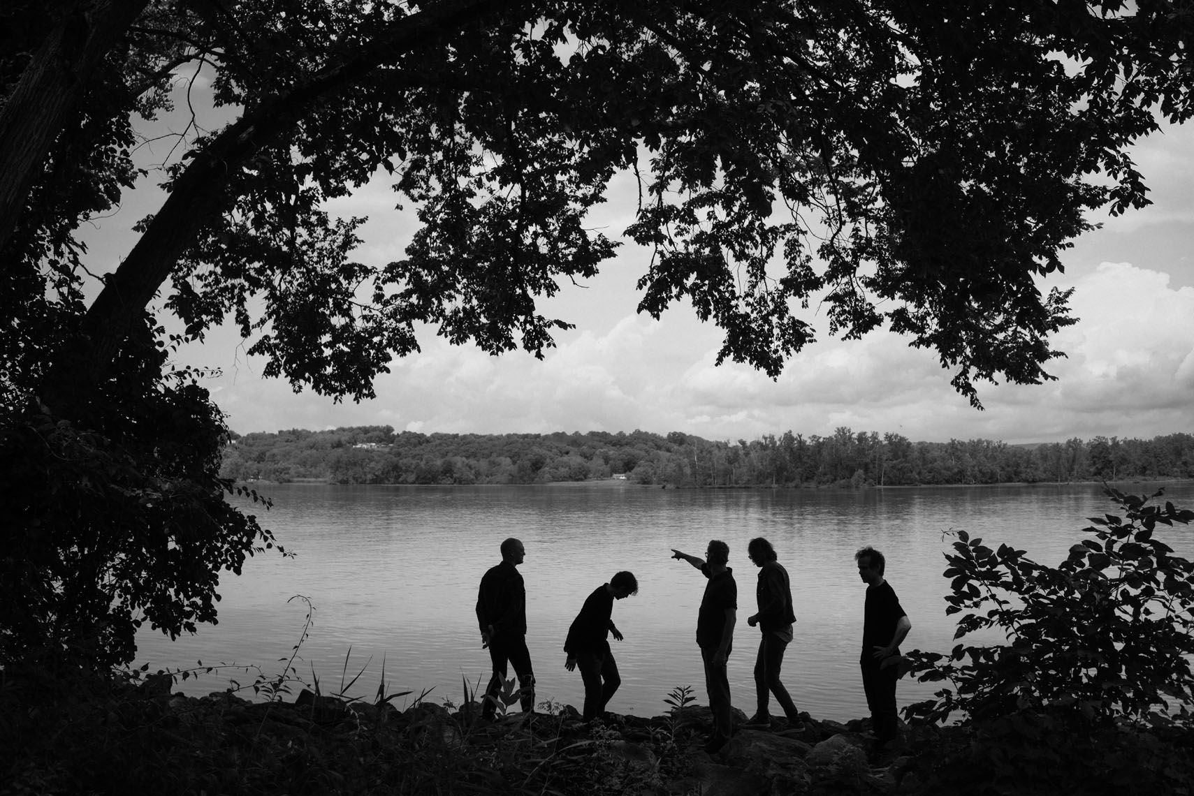 The National band members overlooking Hudson river